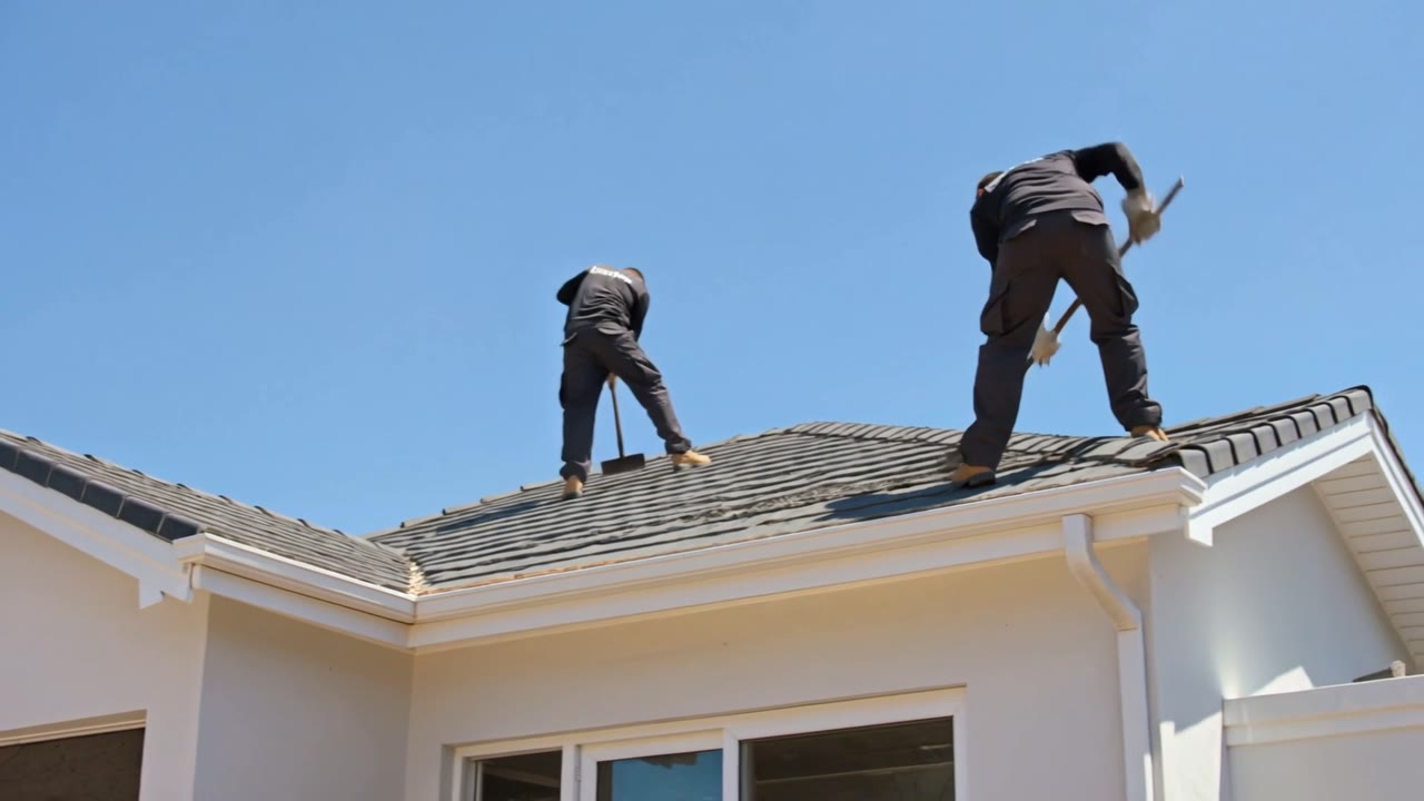Asbestos Removal Durban - contractors stripping asbestos cement roof sheets from a house roof